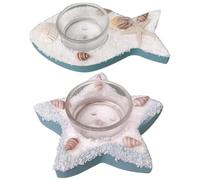 Zerodeko 2pcs Mediterranean Style Fish Candle Holder Nautical Decor for Wedding Tea Light Candlestick Holder for Dinner Party