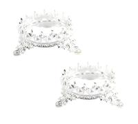 Zerodeko 2pcs Metal Manicure Pen Holder Crown Shaped Nail Art Tool Rack Vintage Style Portable Mini Design Silver Colour for Home and Office Use