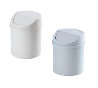 Zerodeko 2pcs Mini Desktop Trash Cans with Swing-top Lid, Plastic Waste Bins for Room and Utility Room, Sturdy and Storage Containers in White
