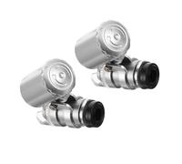 Zerodeko 2Pcs Mini Pocket Microscope with LED Light for Jewelry and Currency Detection Portable Magnifier Loupe with UV Lamp Compact Tool for Collectors and Hobbyists