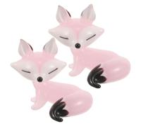 Zerodeko 2pcs Miniature Glass Fox Ornament - Handcrafted Glass Fox Collectible Sculpture for Office Desk - Pink Unique Animal Figurine for Gatherings Gift Display