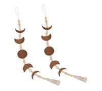 Zerodeko 2pcs Moon Phase Decor Hanging Garland Natural Wooden Wall Art for Nursery and Bedroom Boho Style Material for Home Decoration