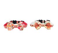 Zerodeko 2pcs Orange Pet Collars with Bow Tie for Thanksgiving Party, Comfortable Polyester Fabric Decoration for Little Cats and Dogs, Holiday Pet Supplies