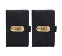 Zerodeko 2pcs Password Lock Budget Binder Cash Envelope Savings Book with 100 Slots Black Faux Leather Portable Money Saving Binder for Building Habits at Home Or Office