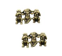 Zerodeko 2pcs Pure Brass Monkey Ornament Carved Desktop Decoration for Office Home Dynamic Gesture Design Vivid Lovely Figurine for All Occasions
