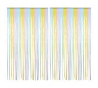 Zerodeko 2pcs Rainbow Foil Curtains Backdrop - Engagement Party Colorful Metallic Fringe Curtain for Wedding Birthday Christmas Fiesta - 2m Rainbow Photo Backdrop Tinsel Event Decor