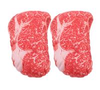 Zerodeko 2pcs Realistic Steak Shape Dog Chew with Squeaker for Puppies and Dogs of Ages, Made of Sturdy Oxford Cloth and Soft Pp Cotton for Chewing and Companionship