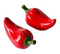 Zerodeko 2pcs Red Pepper Ceramic Salt and Pepper Shakers Set, 3x1.3 Inch | Small Condiment Jars, Hold Sugar, Salt, Pepper, Realistic & Vivid Chili Look, Bring Charm To Kitchen Counter & Dining Table