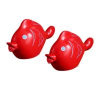 Zerodeko 2pcs Red Wooden Kissing Couple Fish Statue Set for Indoor Decor, Rustic Farmhouse Style Fish Decors, for Study Room or Display Cabinet Decoration
