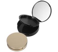 Zerodeko 2pcs Refillable Loose Powder Compact Case with Mirror, 59mm Double Layer Black Plastic and Glass Makeup Container for Everyday and Travel Use
