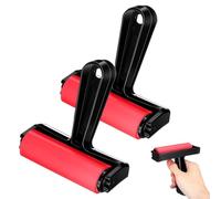 Zerodeko 2pcs Replaceable Brayer Roller Lightweight Plastic Printing Rollers Easy to Clean Red Art Supply for Painting Learning