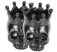 Zerodeko 2pcs Resin Skull Candle Holder for Halloween Parties, Spooky Tealight Candlestick Holder with Delicate Appearance and Unique Design, for Home Decoration and Scene Setting