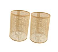 Zerodeko 2pcs Rustic Woven Lampshade for Pendant Light and Ceiling Lamp Cover, Lightweight Khaki Rattan Shade Suitable for E14 E27 Lamp Cap, Versatile Chic Design for Living Room