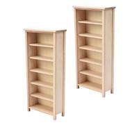 Zerodeko 2pcs Scale Miniature Wooden Bookshelf for Dollhouse Unfinished Vertical Bookcase Model Sturdy Multi Storage Cabinet for DIY Decor Bedroom Dollhouse Display