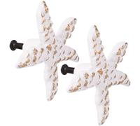 Zerodeko 2pcs Sea Star Knobs Iron Drawer Pulls in White, Retro Mediterranean Style Cabinet Door Knobs for Wardrobe and Cupboard, Practical and Easy to Install Ocean Theme Handles