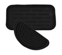 Zerodeko 2pcs Silicone Water Dispenser Drip Catcher and Small Draining Tray Set, Black Half-moon Drip Tray and Compact Kitchen Draining Mat for Fridge and Coffee Machine Use