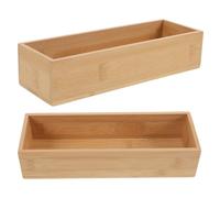 Zerodeko 2Pcs Small Bamboo Storage Boxes Square Organizer for Office Sundries and Cosmetics Desktop without Lid