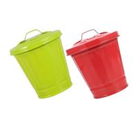 Zerodeko 2pcs Small Garbage Bin with Lid for Bedroom and Office Table, Desktop Trash Can with Handle Design and Large Opening, Iron Material Waste Bin for Bathroom Vanity Counter-top