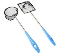 Zerodeko 2pcs Small Telescopic Fish Net Set for Aquarium - Extendable Stainless Steel Handle with Fine Mesh Fish Tank Net for Catching and Releasing Suitable for Tanks and Ponds