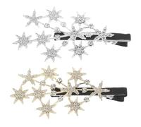 Zerodeko 2pcs Sparkling Rhinestone Star Duckbill Hair Clips Elegant Korean Style Hairpin for Bangs Hairstyle Secure Non-slip Grip and Gold Accessories for Women