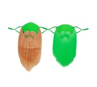 Zerodeko 2pcs St Patrick's Day Beard Face Masks Set Comfortable Elastic Decorative Covers Funny Prank Props for Party Costume and Stage Performance Green Brown