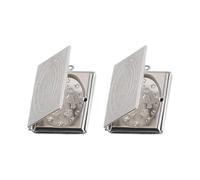 Zerodeko 2pcs Stainless Steel Bible Book Pendant DIY Photo Box Keychain Accessory Lightweight Mini Hanging Decor for Necklace Bracelet and Key Rings