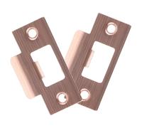Zerodeko 2pcs Stainless Steel Deadbolt Strike Plates T-Style for Interior and Exterior Doors Metal Door Latch Plates with Red Bronze Finish Compatible and Lock Bodies