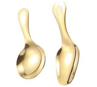 Zerodeko 2pcs Stainless Steel Dessert Spoons Small Golden Scoops Short Handle Dishwasher Safe Practical for Jelly and Dessert Serving