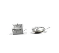 Zerodeko 2pcs Stainless Steel Tea Infuser Strainers with Hook Chain Fine Mesh Kitchen Tea Filters for Loose Leaf Brewing Silver