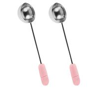Zerodeko 2pcs Stainless Steel Tea Strainer with Fine Mesh Design and Easy Operation, Long-Handled Loose Leaf Tea Infuser and Sugar Shaker Sifter Duster for Baking and Kitchen Use, Pink