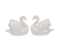 Zerodeko 2pcs Swan Topper for Wedding Cake, Bride & Groom Swan Figurine | Porcelain Figurine Wedding Cake Decorations for Bridal Shower, Engagement, Anniversary, Couple Gift