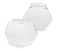 Zerodeko 2pcs Sweet Jars Plastic Hexagon Storage Containers with 3800ml Large Capacity, Sealed Lid, Break Resistance for Kitchen Food Storage of Dry Foods and Snacks