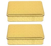 Zerodeko 2pcs Tinplate Storage Box Rectangular Metal Tin Cans Lid for Cookies Biscuits Candy Small Gifts Wedding Favors Tin Box Snack Sealed Canister Storage Vintage Jewelry Mini Food