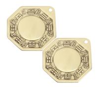 Zerodeko 2pcs Traditional Copper Crafts Bagua Mirror Hanging Ornament for Home Decoration Desktop Decor Multi-use Eight Diagrams Mirror in Golden Colour
