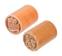 Zerodeko 2Pcs Traditional Wood Mooncake Stamp Cookie Embosser for Baking Dim Sum Pastry Decor with Hand-Polished Surface Reusable Cake Decorating Tools