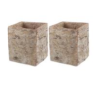 Zerodeko 2pcs Tree Bark Wall Planter Rectangular Indoor Planter for Cactus and Succulents, Handmade Wooden Iron Hemp Rustic Retro Country Style, Lightweight Breathable Design for Wedding