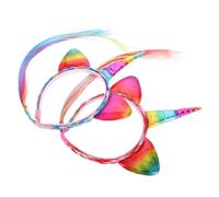 Zerodeko 2pcs Unicorn Hairband for Girls with Artificial Leather, Comfortable and Secure Fit Headbands for Halloween Cosplay and Special Occasions