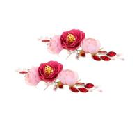 Zerodeko 2PCS Vintage Chinese Style Peony Flower Wedding Hair Vine Lightweight Bridal Hair Jewelry Accessories for Women and Artificial Floral Headband for Traditional Dresses and Romantic