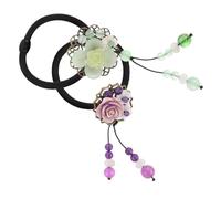 Zerodeko 2pcs Vintage Elastic Hair Ties for Women, Soft Stretchy Ponytail Holders with Floral Design, Decorative Hair Bands for Daily Use and Holiday Accessories