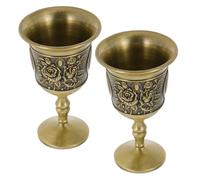 Zerodeko 2pcs Vintage Embossed Zinc Alloy Wine Goblets Creative Metal Drinking Cups for Royal Themed Parties Banquets and Home Decoration with Elegant Retro Aesthetic