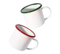 Zerodeko 2Pcs Vintage Enamel Coffee Mugs Capacity Thickened Tea Cups for Office and Home Food Grade Beverage Containers with Skid Handle for Coffee Tea Milk Soup Random Color