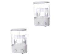Zerodeko 2pcs Wall Mounted Double Chamber Soap Dispenser Refillable Plastic Shampoo and Shower Gel Container Manual Push Liquid Soap Holder for Bathroom and Kitchen Eco Friendly Reusable
