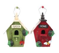 Zerodeko 2pcs Wooden Bird House with Hanging Rope for Easy Outdoor Use House Shape Bird Nesting Box Made of Sturdy Wood like Larks for Outdoor or Living Room Decoration