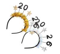 Zerodeko 2pcs Year Headband Festive Star Glitter Hair Accessories for Year's Eve Party Comfortable Fit for Adults Instant Holiday Transformation