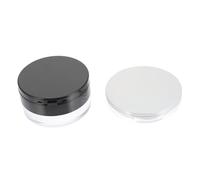 Zerodeko 2sets Loose Powder Box Mirror Black Flip-top and Ultra-thin Silver Cases Portable Makeup Powder Containers for Daily Use