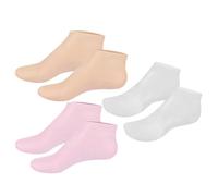 Zerodeko 3 Pairs Moisturizing Socks for Cracked Feet Women, Elastic Sebs Material Reusable Socks with Exfoliating Function for Home Pedicure Care and Softening Dry Skin