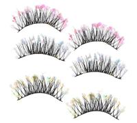 Zerodeko 3 Pairs Synthetic Fiber Wispy Eyelashes Extensions for Women, Attractive Fake Lashes that Can be Curved to Match Eyelid, for Birthday and Many Occasions, Short Natural False Lashes