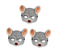 Zerodeko 3 pcs Mouse Carnival Mask Light Grey Lightweight Halloween Mask for Adults and Women Creative Animal Fancy Dress Party Accessory Safe Comfortable PU Material