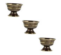 Zerodeko 3 Pcs Water Cup Temple for Home Ritual Holy Decoration Temple Cup Temple Bowl Brass