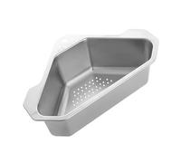 Zerodeko 304 Stainless Steel Triangular Corner Sink Drain Basket with Hanging Hook, Multifunctional Kitchen Sink Strainer for Food Waste Filtering and Drying, Silver